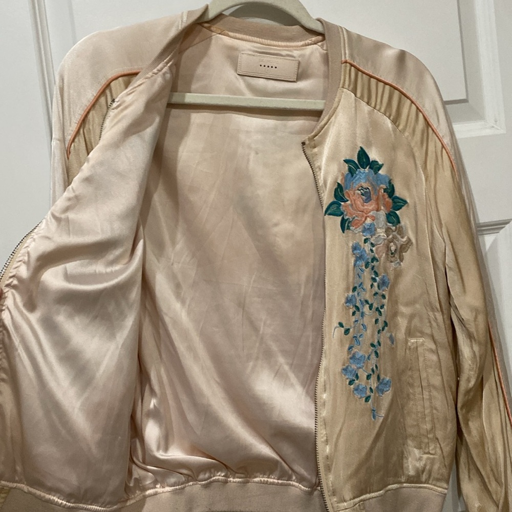 [BLANKNYC] Satin Embroidered Bomber Jacket - Picture 8 of 10